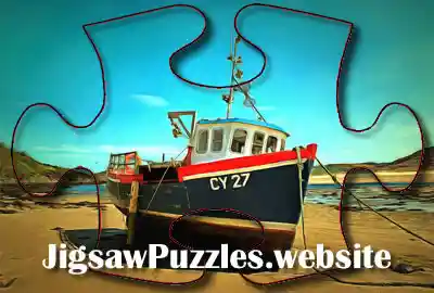 Online jigsaw puzzle - Fishing Boat on Beach in Sutherland Jigsaw