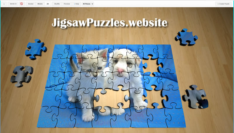 Cute Puppy and Kitten  Jigsaw Puzzle | Free Online 3D Style Game 4